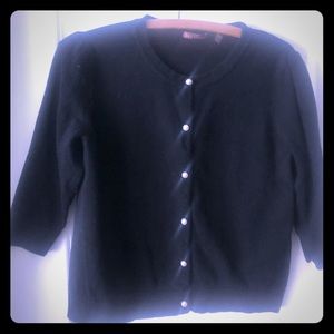 Black Cotton-blend Cardi with faux pearl buttons M